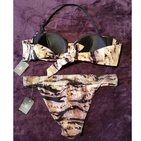 Stud Embellished Bandeau Hipster Bikini Swimsuit L - Picture 8 of 8